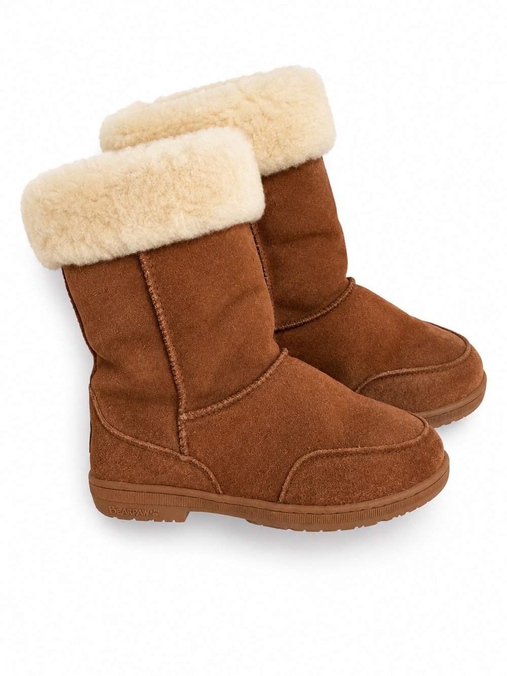 Bearpaw Suede Shearling Lined Short Winter Boots Warm Cozy Chestnut Brown Size 9